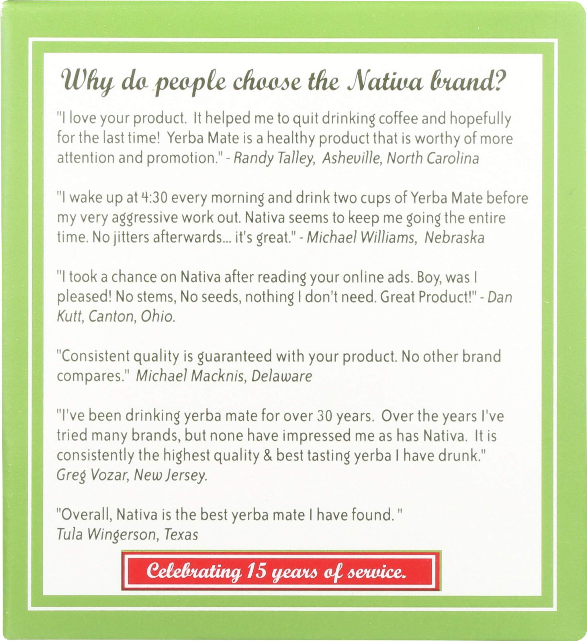 NATIVA YERBA MATE 100% PURE Nativa Yerba Mate Pack - 25 Yerba Mate Tea Bags - Individually Wrapped Bags (Pack of 2)