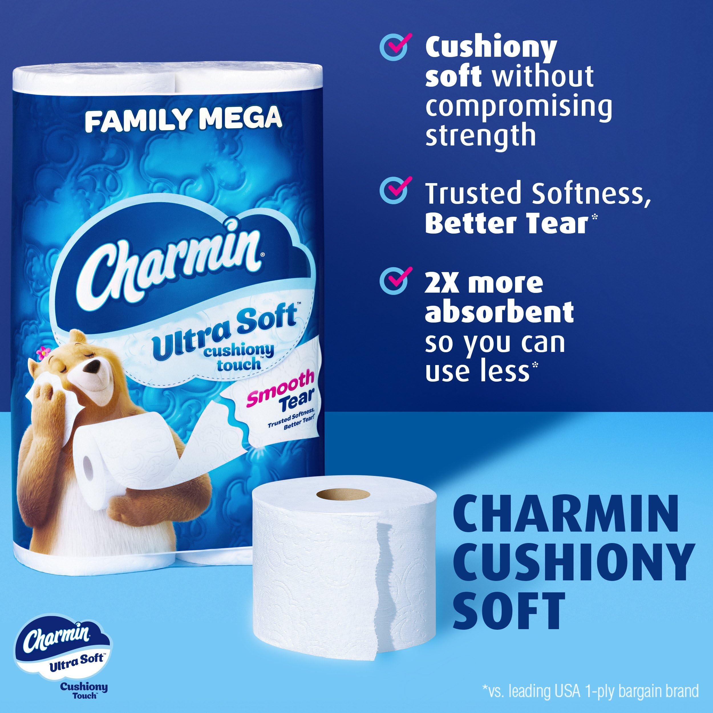 Charmin Charmin Toilet Paper Ultra Soft Cushiony Touch, 30 Family Mega Rolls = 153 Regular Rolls