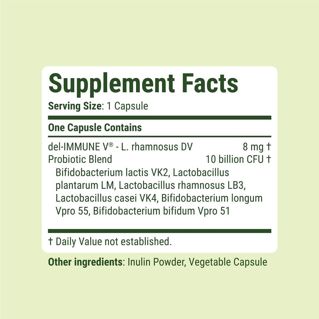 Del-Immune V Stellar Biotics - Delpro Probiotic (+ Del-Immune V & Prebiotic Blend) Promotes Optimal Gut Health, Digestion, Immune Support & Mood (60 Capsules)