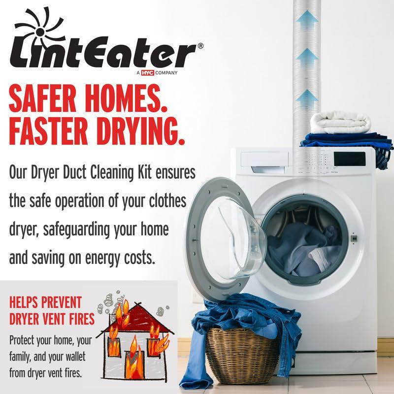 Gardus HY-C Dryer Cleaner Vent Kit - Linteater Rotary Dryer Vent Cleaning Kit, Dryer Vent Cleaning System, Dryer Brush Vent Cleaner, 30 Feet of Extension