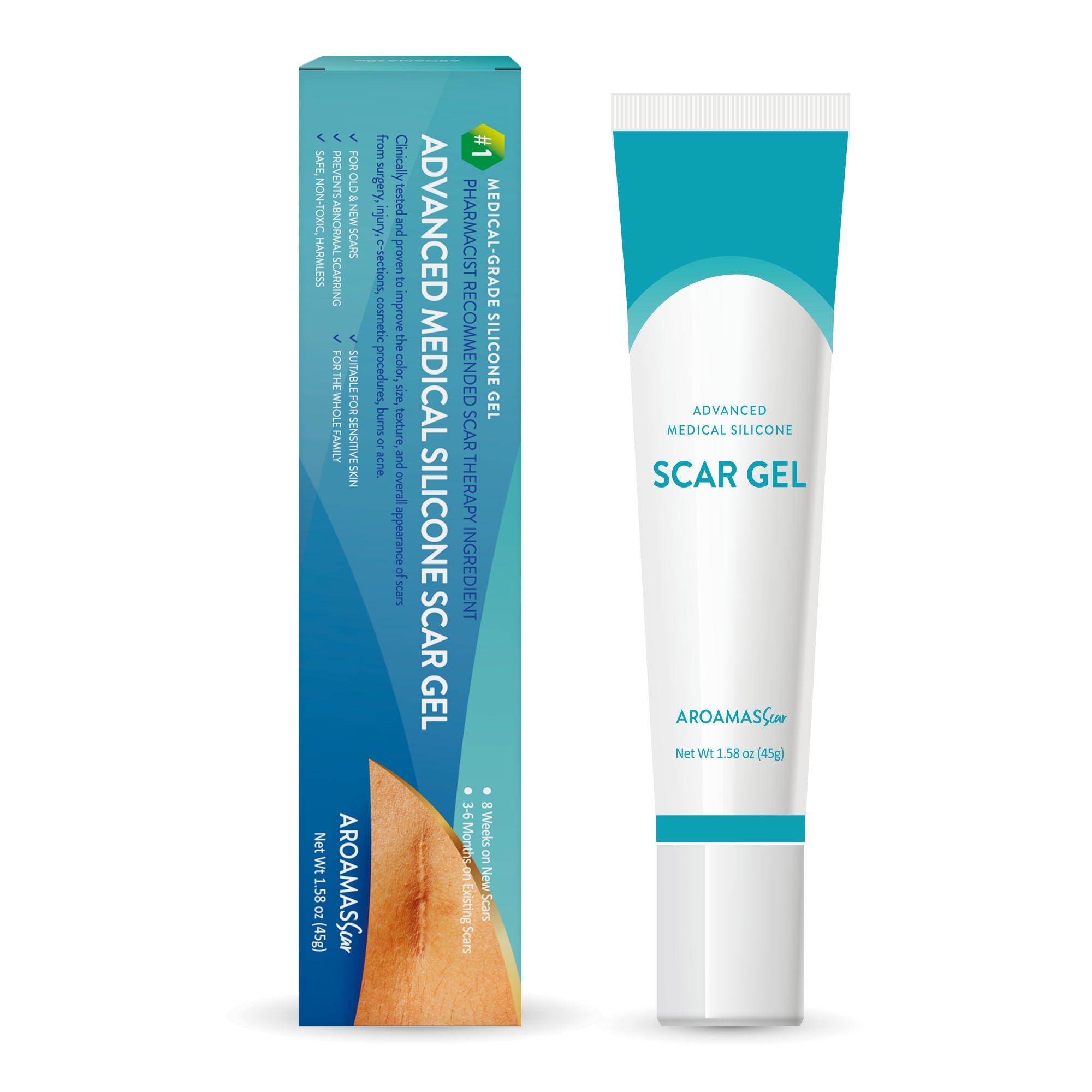 Aroamas Scar Aroamas Scar Advanced Scar Gel - Medical-Grade Silicone Scar Gel for Surgical Scars, for Face, Scar gel with silicone for Keloids, C-Section, Cosmetic Procedures, Burns, Injuries - 45g