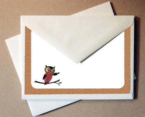 Little Notes by Comptime Owl Note Cards - Personalized (40 Cards and Blank Envelopes)