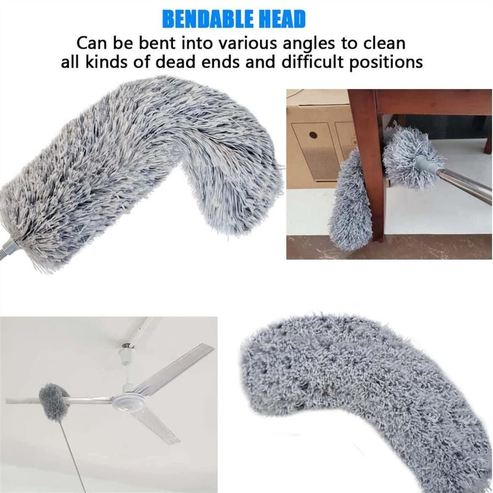 Seamue Feather Duster Extra Long Microfiber Duster with Telescoping Extension Pole Bendable Washable Head Lint Free Duster