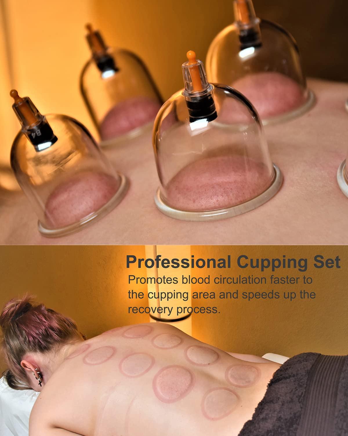 Anti Cellulite Cupping Set Massage Therapy Cups, 22 Vacuum Cups, Myofascial Releaser Professional Cupping Therapy Sets with Hand Pumps and Detailed Cupping Book, Suction Hijama Cupping Set with Portable Travel Case