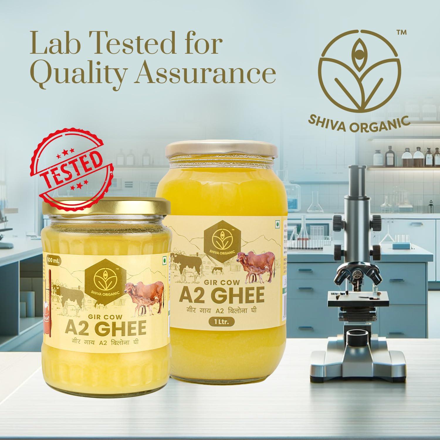 Shiva Organic Shiva Organic Desi Gir Cow A2 Ghee | Bilona Method | Organic Grass-Fed | Pure Desi Ghee 16.9 Fl.Oz (500ml)