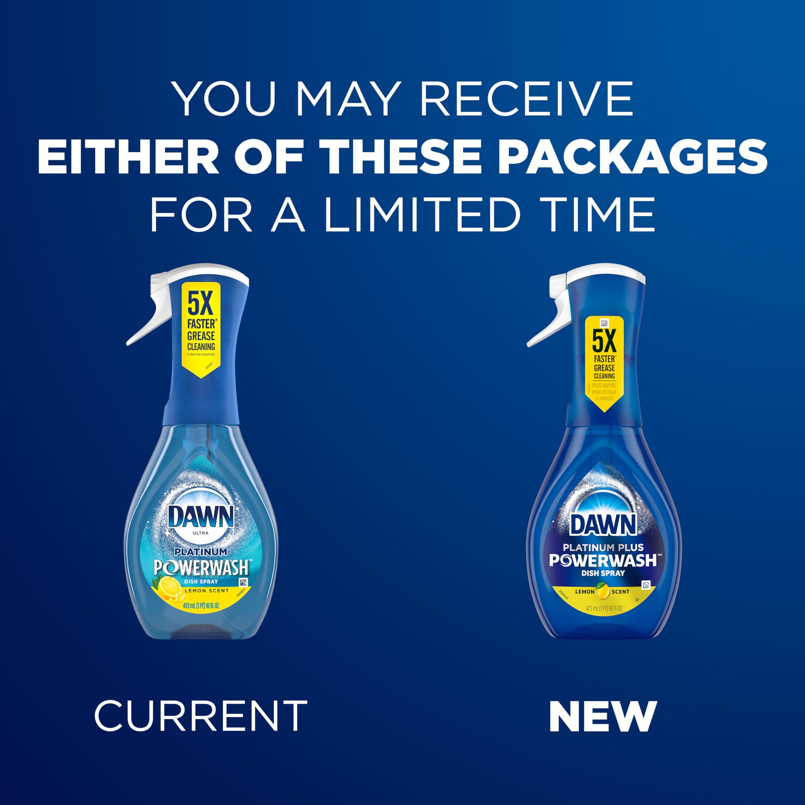 Dawn Dawn Powerwash Spray, Dish Soap, Dishwashing Liquid, Cleaning Supplies, Lemon, 1 Starter Kit + 3 Refills, 4 units of 16oz (64oz)