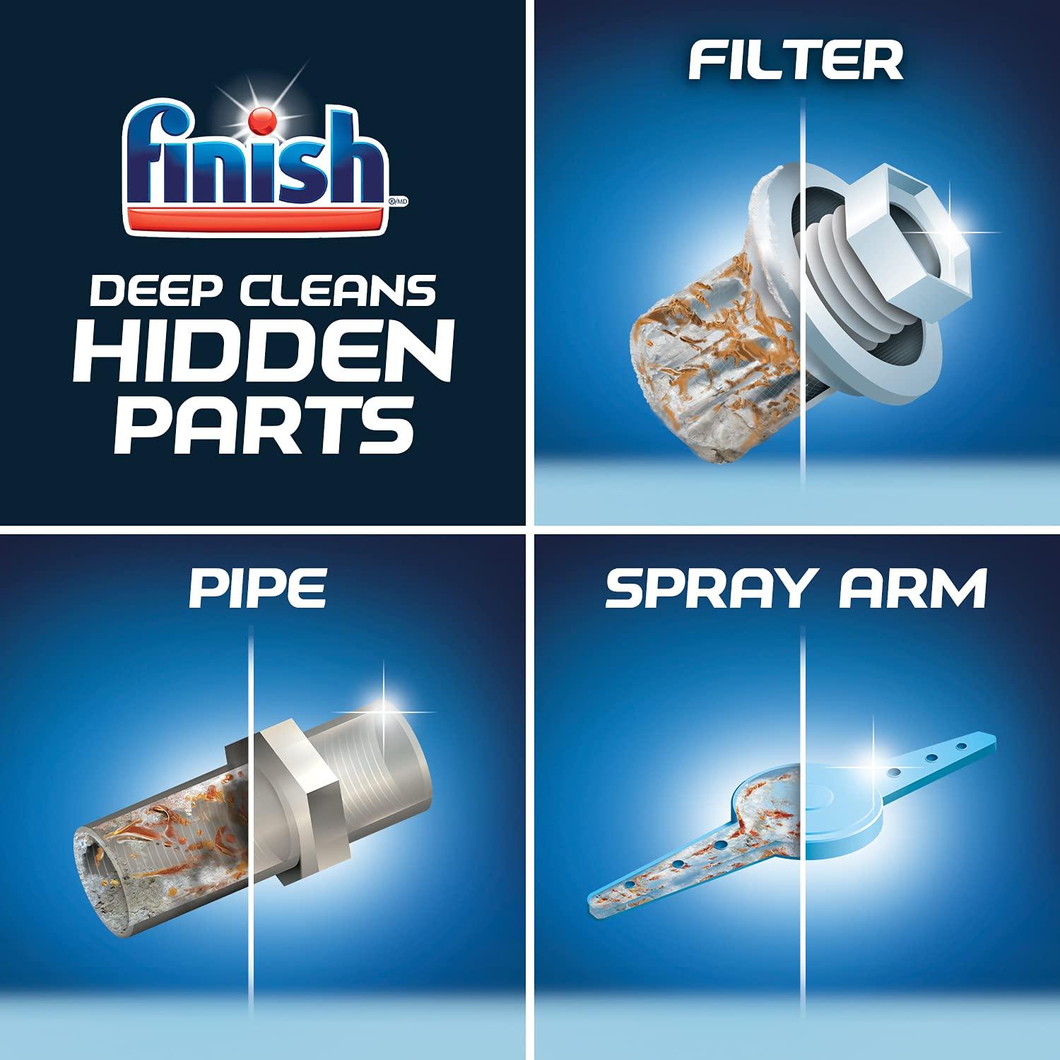 Finish Finish Dual Action Dishwasher Cleaner: Fight Grease & Limescale, Fresh 8.45 Oz (Pack of 4)