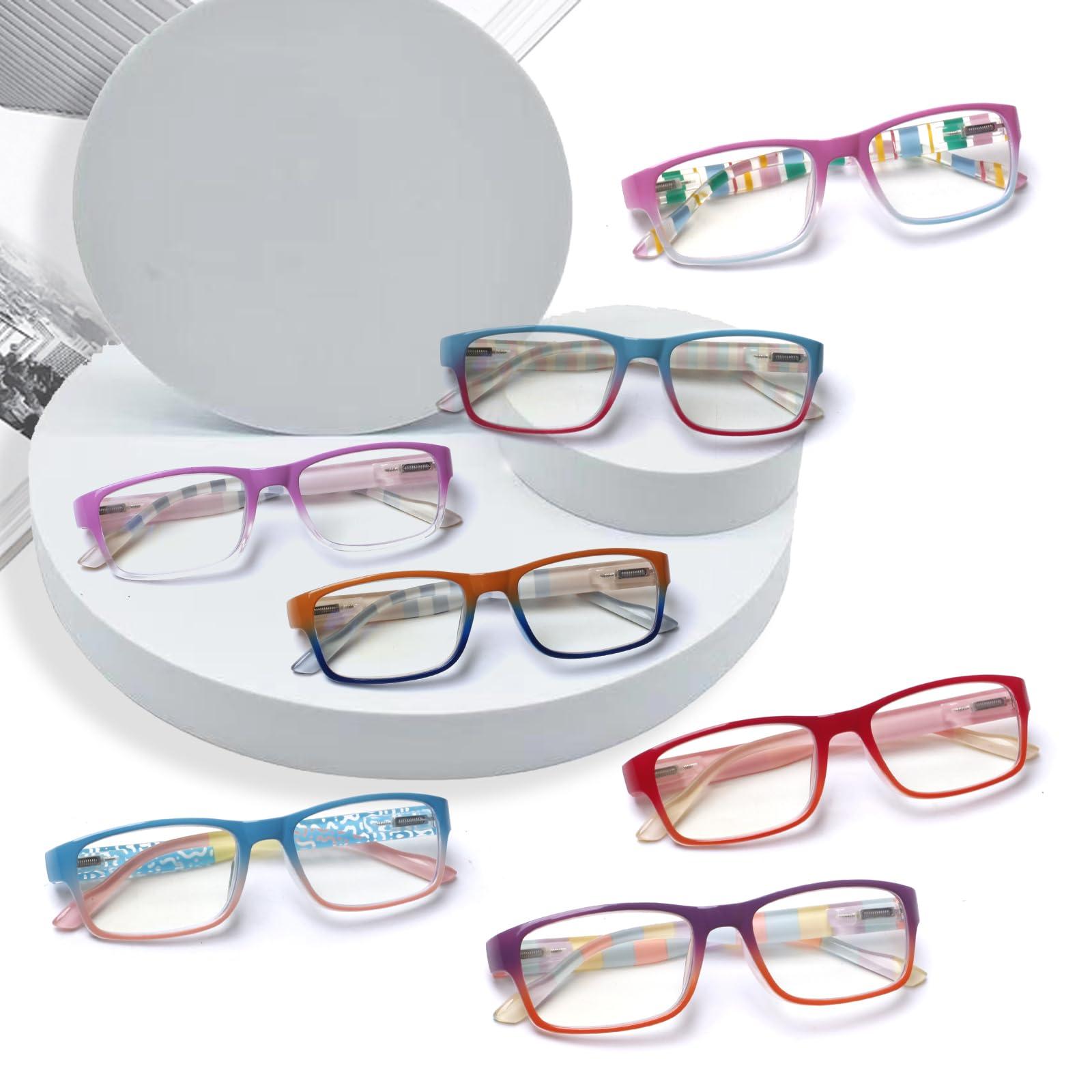 NORPERWIS NORPERWIS 7 Pack Reading Glasses for Women and Men Blue Light Blocking Spring Hinge Fashion Eyeglasses Readers (7 Pack Mix Color, 0.75)