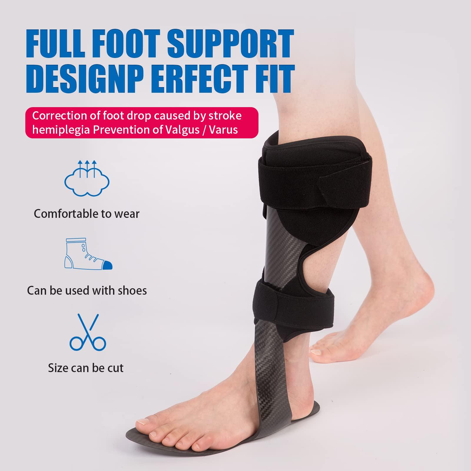 GHORTHOUD GHORTHOUD Carbon Fiber AFO Brace Lightweight Ankle Foot Orthosis AFO Rehabilitator Foot Drop Brace for Drop Foot, Ankle Instability or Limb Spasticity (Large-Right)