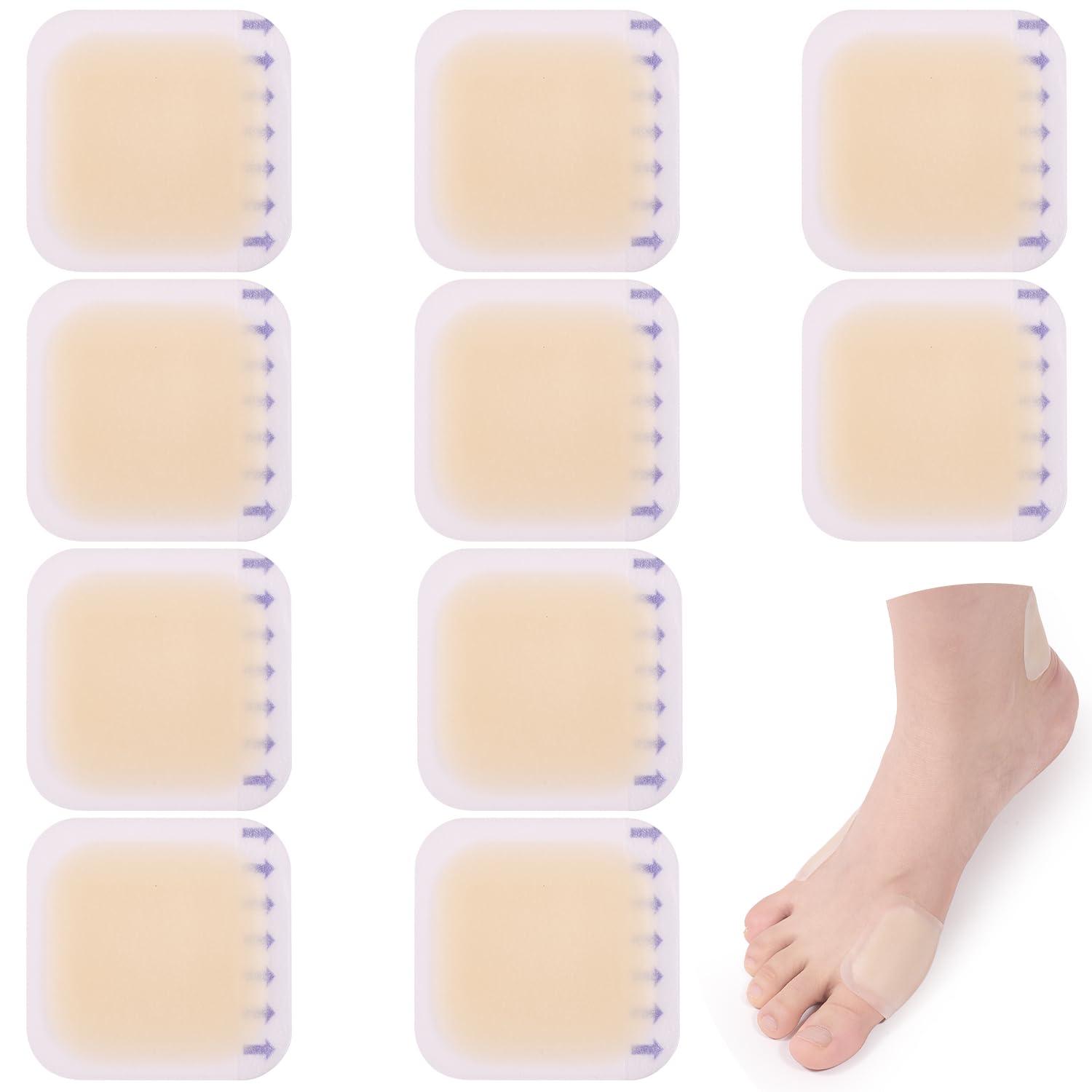 SAVITA 10pcs Blister Bandage, Waterproof Thin Blister Pads Gel Blister Pads Hydrocolloid Bandages Toe Protector Pads Sole and Heel Cushions