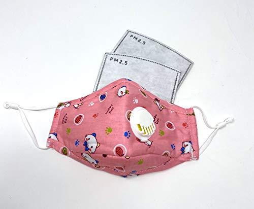 BengC BengC Reusable Kid Face Mask (Pink Happy Cat) with Breathing Valve + 2 Filters