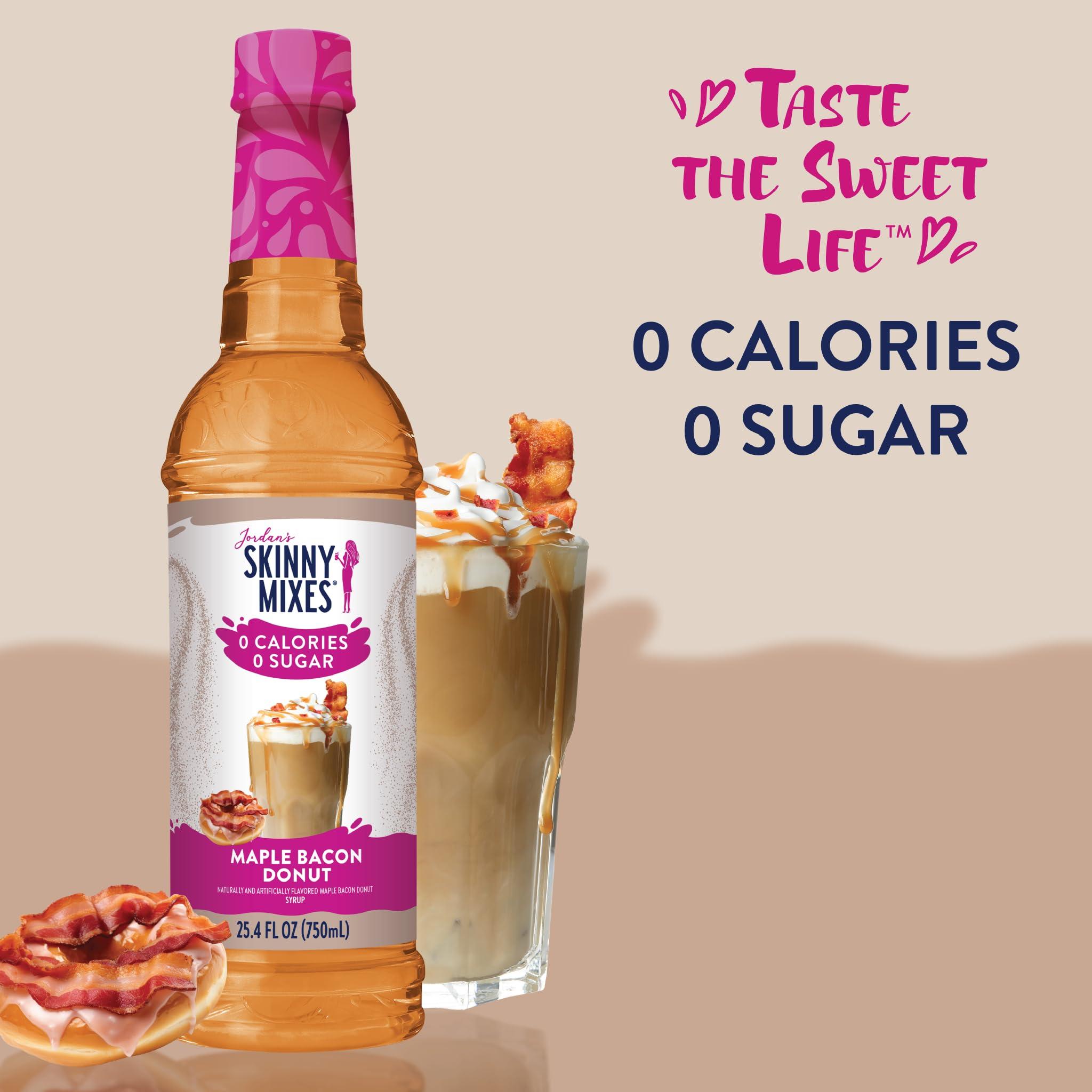 Jordan\'s Skinny Mixes Jordan\'s Skinny Syrups Sugar Free Coffee Syrup, Maple Bacon Donut Flavor Drink Mix, Zero Calorie Flavoring for Latte, Protein Shake, Food and More, Gluten Free, Keto Friendly, 25.4 Fl Oz, 1 Pack