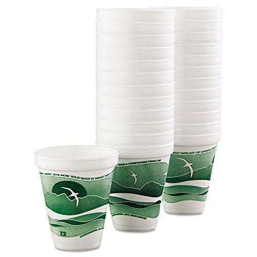 DCC12J16H Dart 12J16H Horizon Hot/Cold Foam Drinking Cups 12oz Green/White 25/Bag 40 Bags/Carton