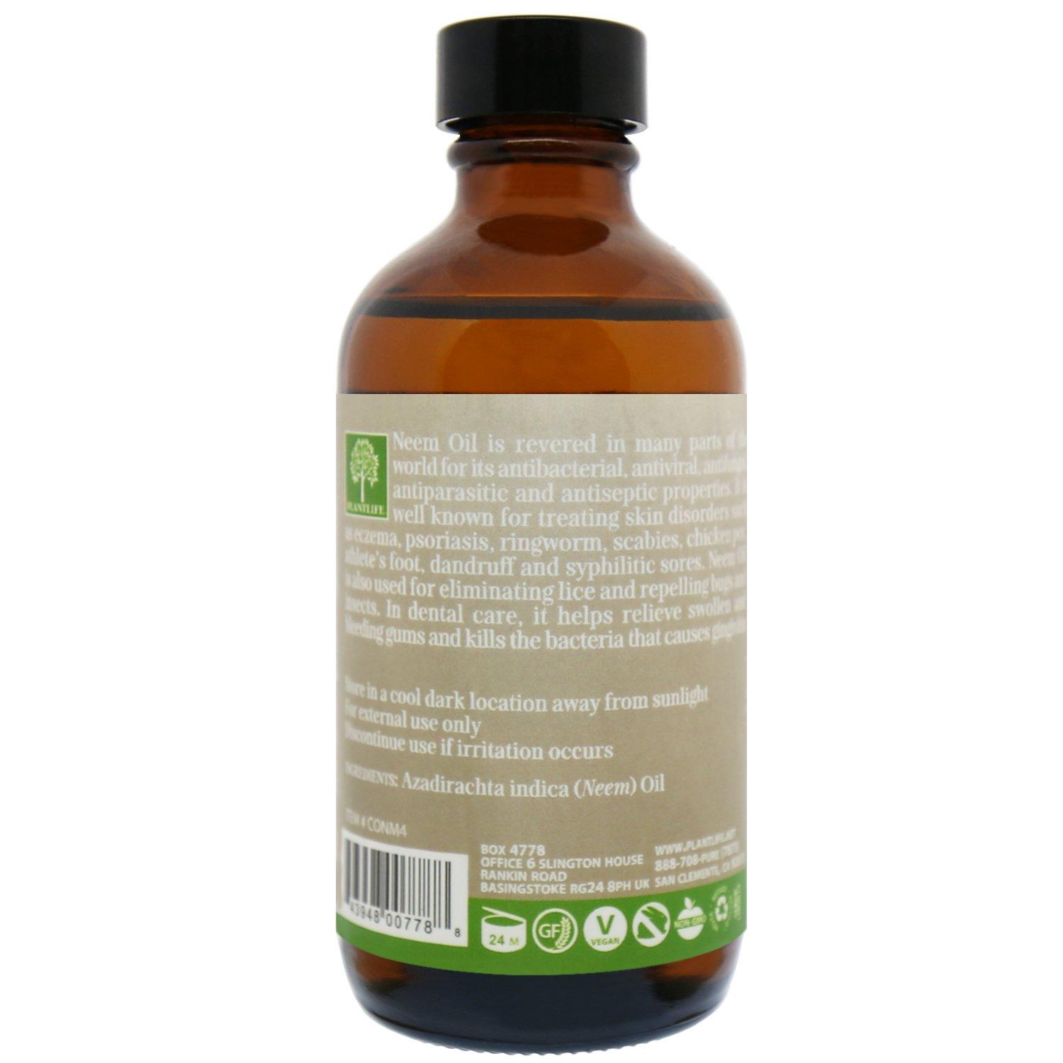 Plantlife Plantlife Neem Carrier Oil - Cold Pressed, Non-GMO, and Gluten Free Carrier Oils - for Skin, Hair, and Personal Care - 4 oz