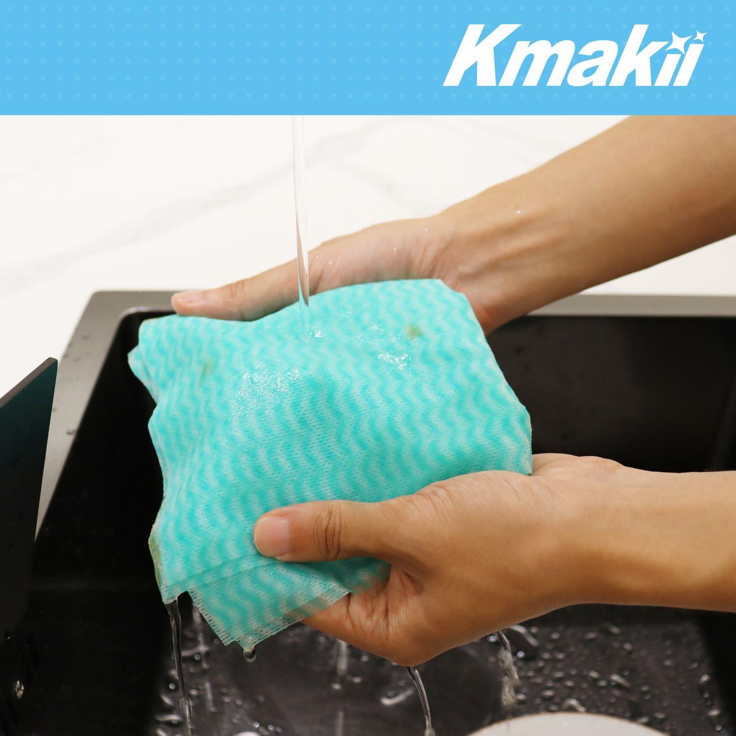 KMAKII KMAKII Handi Wipe Reusable Cloths - Multi-Purpose Disposable Dish Cloths and Towels, Ultra Absorbent, Fast-Dry, Durable Cleaning Wipes for Kitchen and Home, 4colors, 11.8 x 21 inches, Pack of 80
