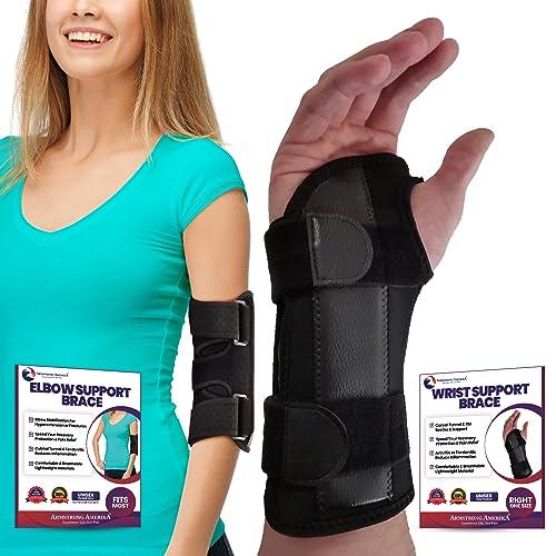 ARMSTRONG AMERIKA ARMSTRONG AMERIKA Wrist Brace For Carpal Tunnel Right Hand + Elbow Brace Fits Most
