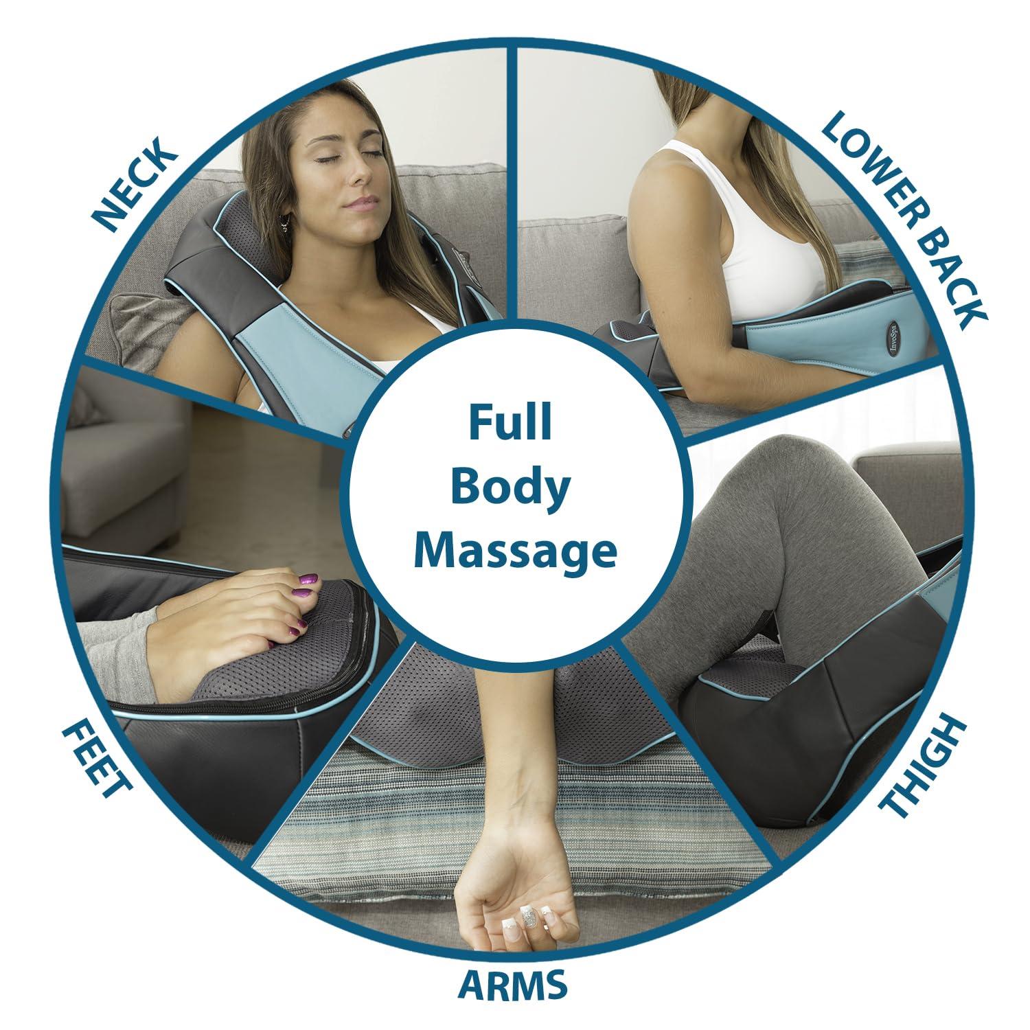 InvoSpa InvoSpa Shiatsu Neck and Back Massager with Heat - Deep Kneading Pillow for Massage - Electric Full Body Massager