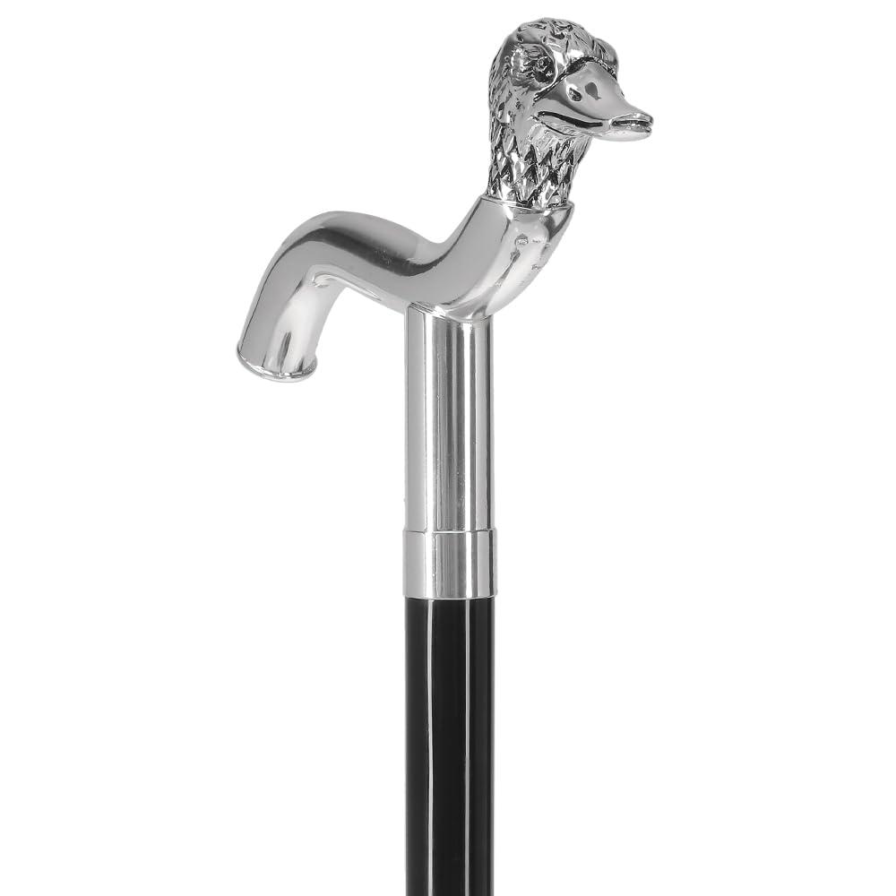 Royal RC Canes Sterling Silver Duck Head Fritz Handle Walking Cane with Black Beechwood Shaft and Collar