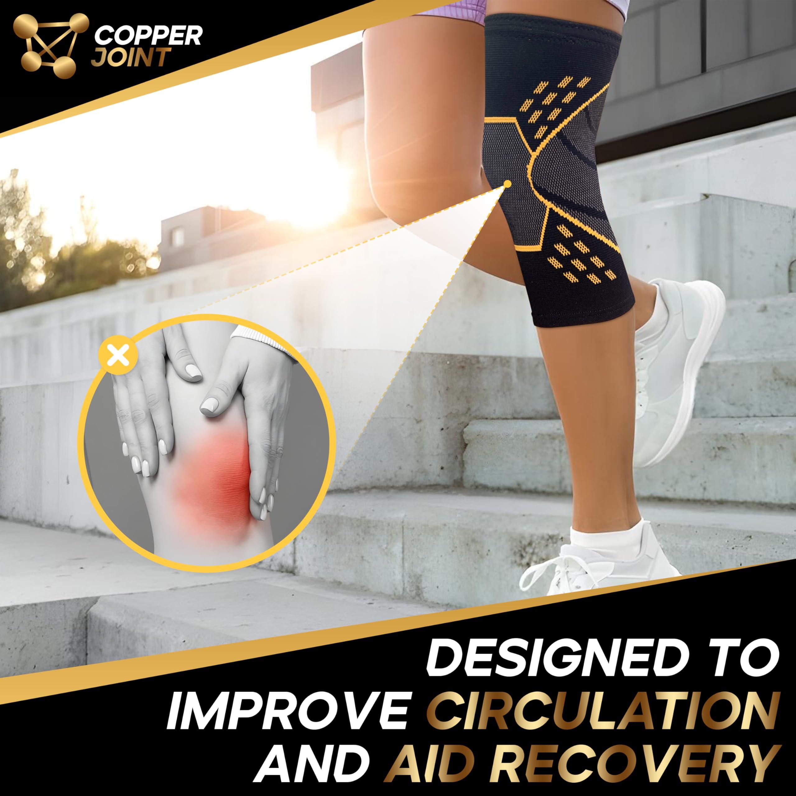 CopperJoint CopperJoint Knee Brace for Women & Men - Knee Compression Sleeve, Copper Knee Sleeve for Men, Knee Brace for Men, Knee Support for Men & Knee Braces, Runners Knee Brace & Knee Wrap, Knee Sleeves Large