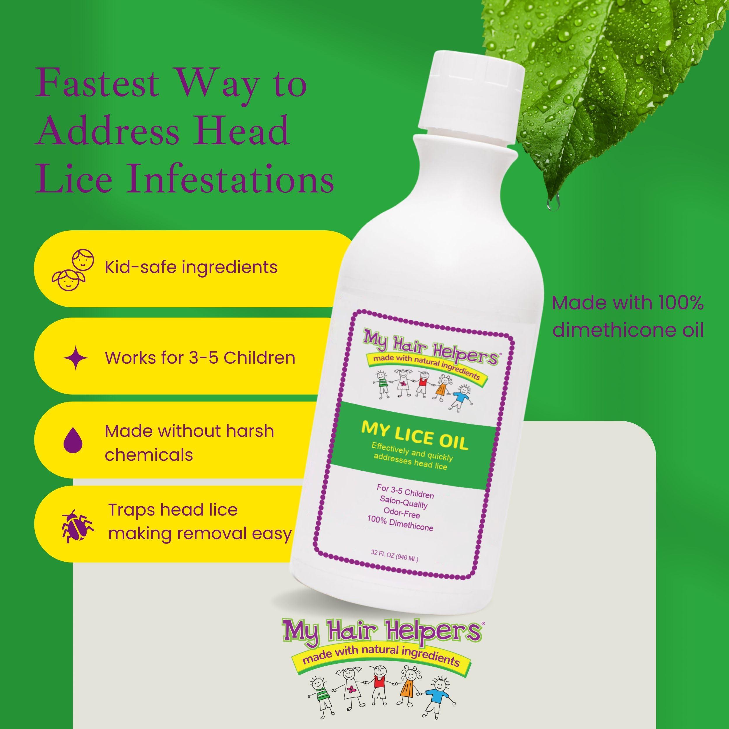 MY HAIR HELPERS NATURAL LICE REMOVAL My Hair Helpers Dimethicone Oil for Head Lice | Kid-Safe | Addresses Louse and Nits, 32 fl Ounces | for 3-5 People