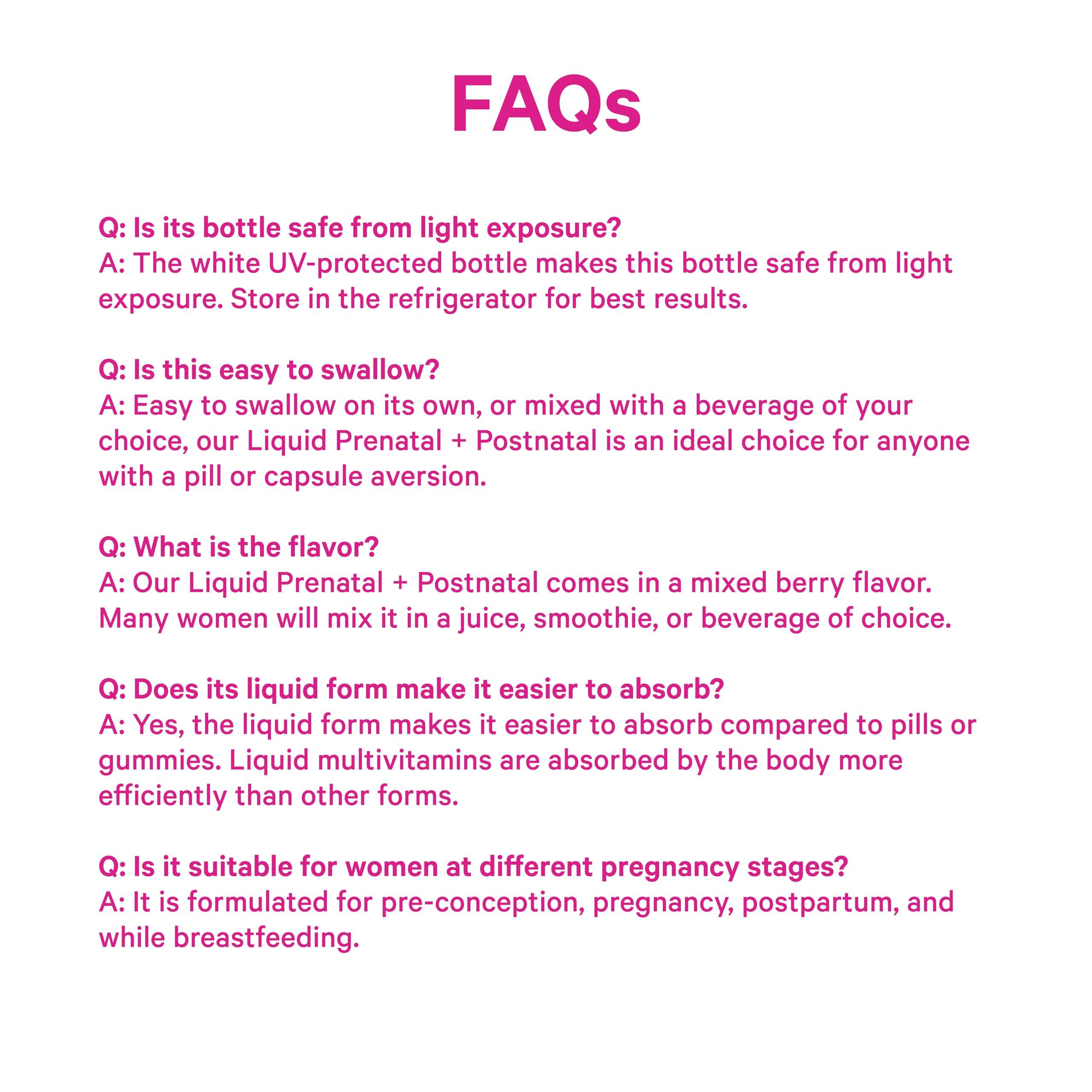 Pink Stork Pink Stork Liquid Prenatal + Postnatal Multivitamin for Women - Organic Food Blend & 18 Vitamins for Pregnant and Postpartum Breastfeeding Moms - Morning Sickness Support - 32 Servings