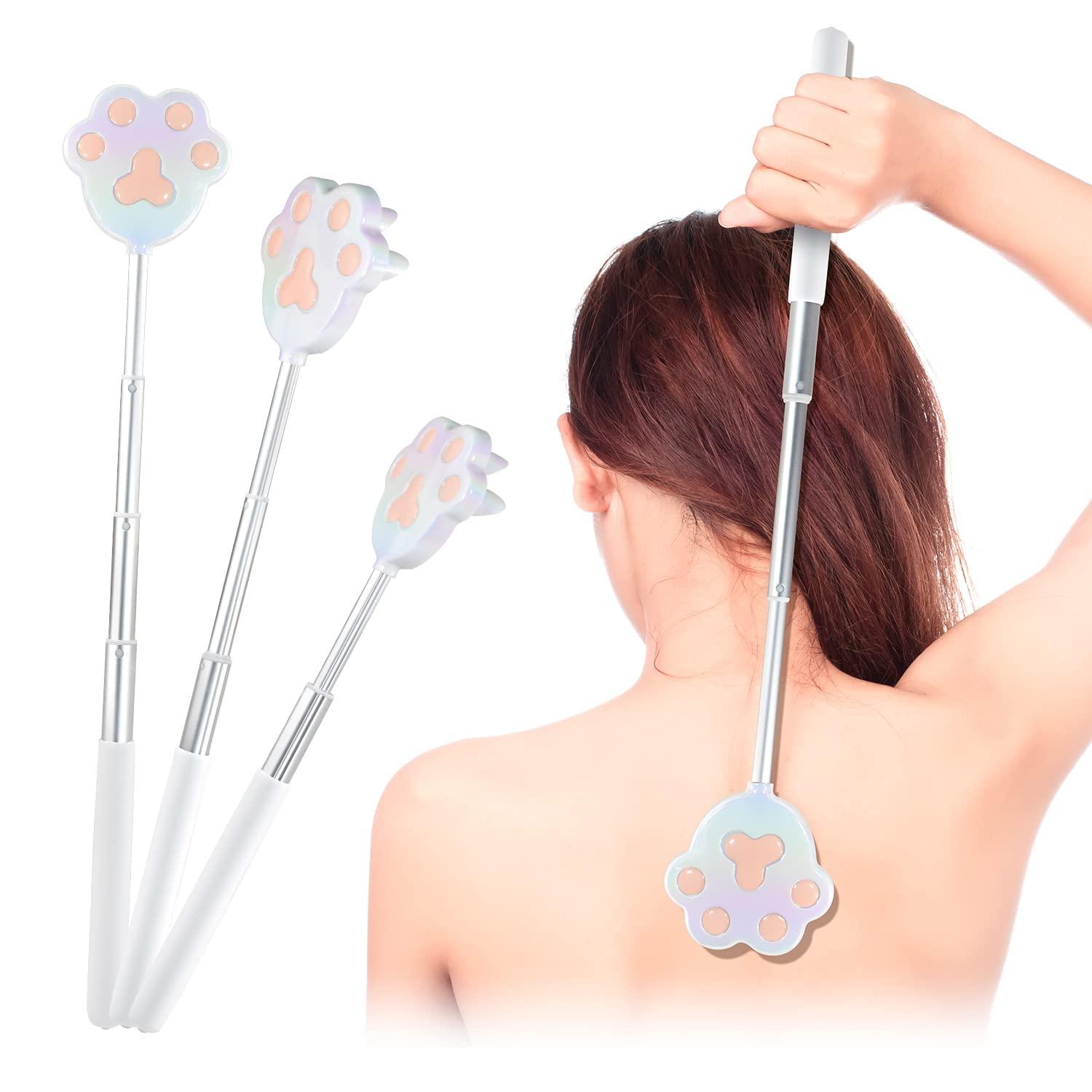 NURENDER Nurender Cat Paw Back Scratcher, Extendable Metal Telescopic Back scratchers with 27 in Long Handle, Relief of Itches, Gift for Man and Woman (Colorful)