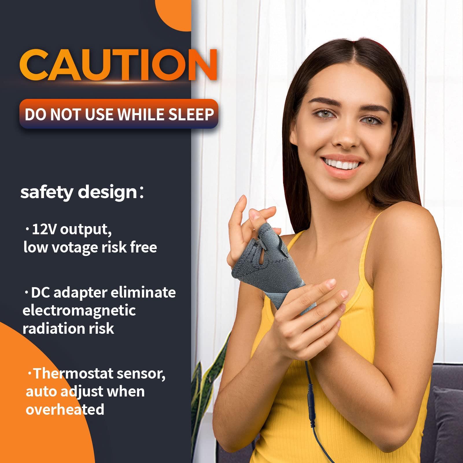 ELEKHEAL Wrist Thumb Brace Heating Pad for Arthritis and Carpal Tunnel Relief, Heated Wrap for Sprains Trigger Thumb, De Quervain\'s Tenosynovitis, Tendonitis Wrist Hand Pain Relief - Left Right Hand(L/XL)