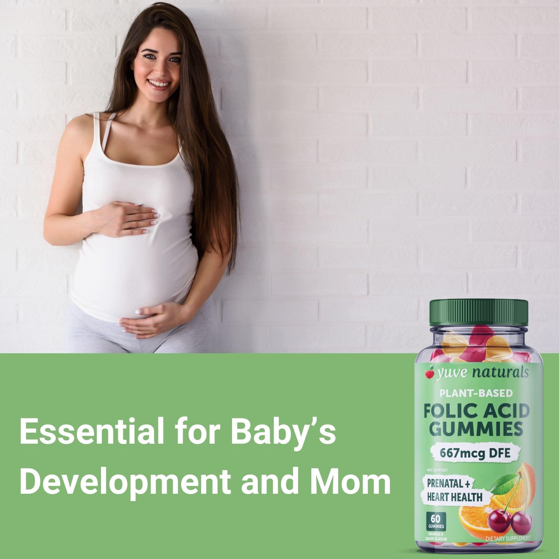 Yuve Yuve Prenatal Gummies for Women Folic Acid 667 mcg DFE Pregnancy Vitamins Gummies Hormonal Support & Folate Acid Vegan & Natural 60 ct