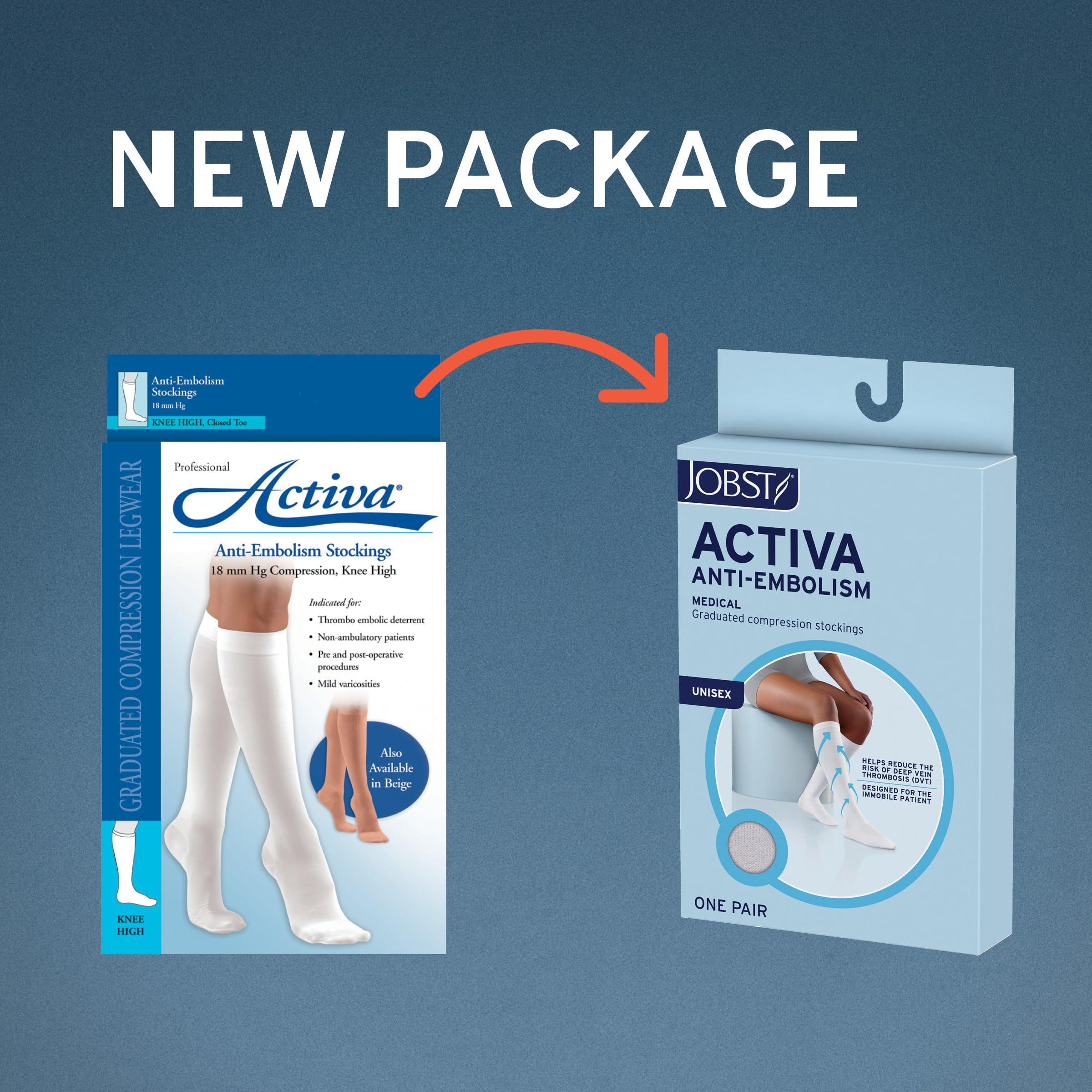 JOBST JOBST ACTIVA Anti-Embolism 18 mmHg Compression Socks Thigh High Closed Toe, White, X-Large
