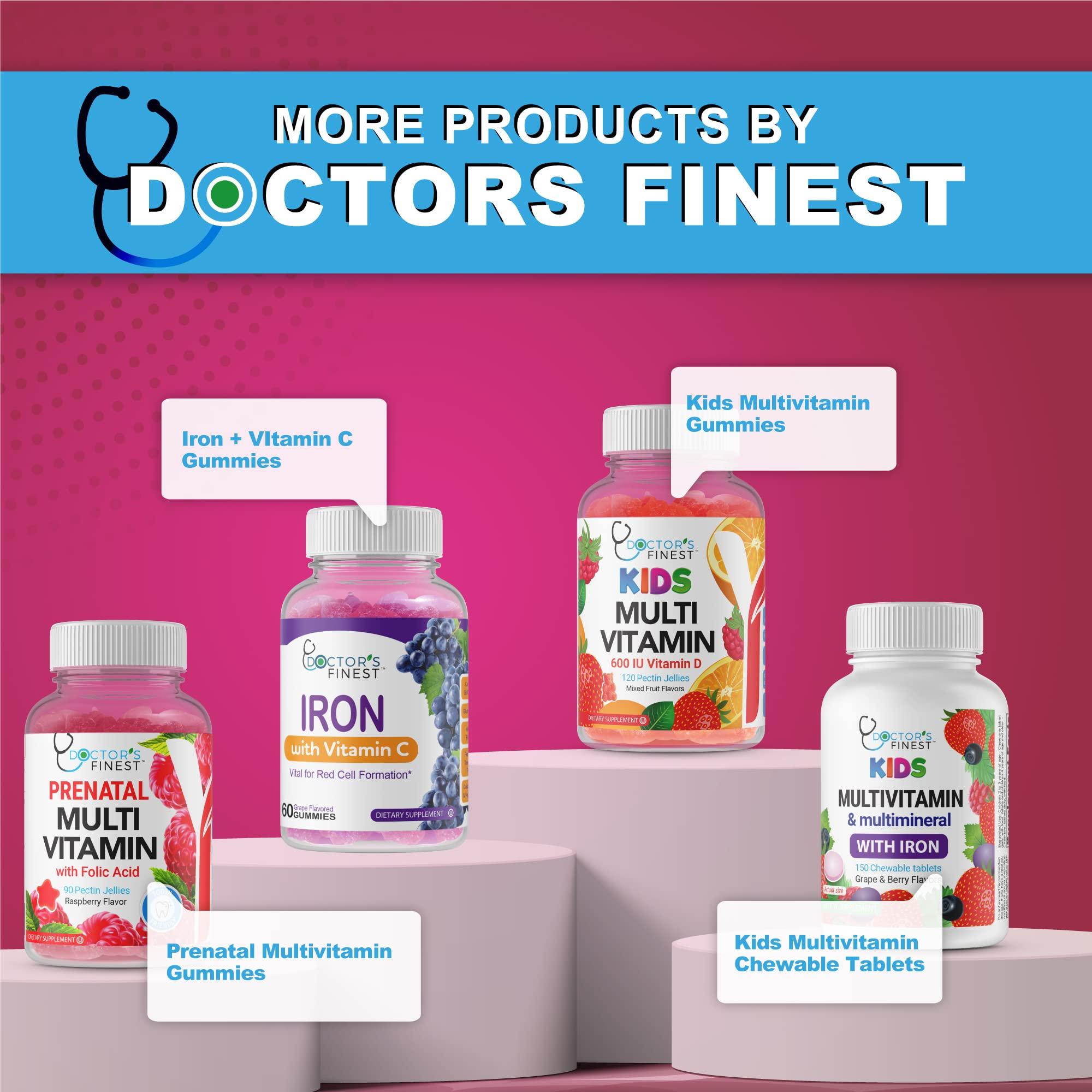 DOCTORS FINEST DOCTORS FINEST Collagen and Biotin 10000mcg Gummies, Vegan, GMO-Free, Gluten Free, Natural Raspberry Flavor Gummy Vitamins, for Hair Growth, Hair Skin and Nails Dietary Supplement, 90 Gummies