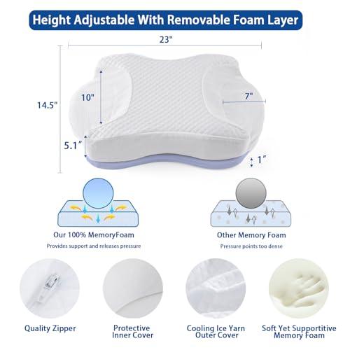 Dlight BD Dlight BD CPAP Pillow for Side Sleepers-Height Adjustable Memory Foam Pillow for CPAP Mask User-Reduce Full Mask Air Leak&Pressure for Back and Side Sleepers