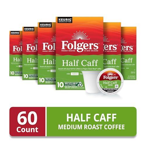 Folgers Folgers Half Caff Coffee, Medium Roast, Keurig K-Cup Pods, 10 Count (Pack of 6)