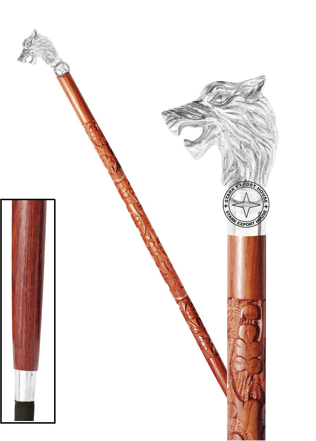 Stark Export House Walking Cane Rosewood Designer Wooden Walking Stick with Nickel Handle Gift for Men & Women 37 inch (OLPK)