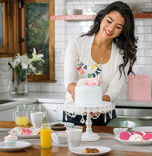 TECCA TECCA Happy Birthday Cake Topper Banner with Ombre Color Double-Sided Bunting Paper Letters. Handmade Food-Grade Safe Multi-Colored Party Decor. Pre-assembled and Reusable for any Age or Themed Party.