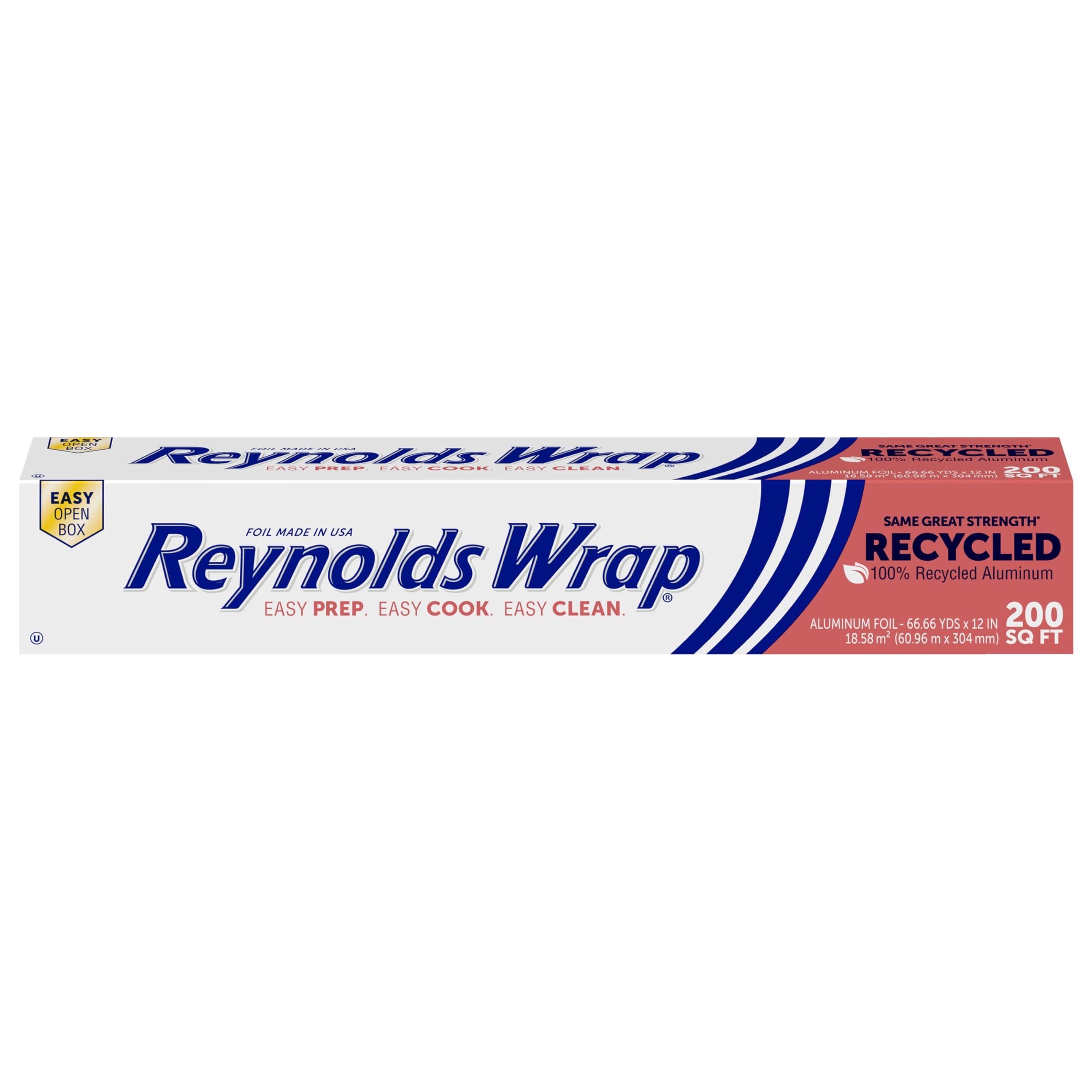 Reynolds Reynolds Wrap Recycled Aluminum Foil Roll, Made from 100% Recycled Materials, With Secure Easy Open and Close Tab, 200 Sq. Ft.