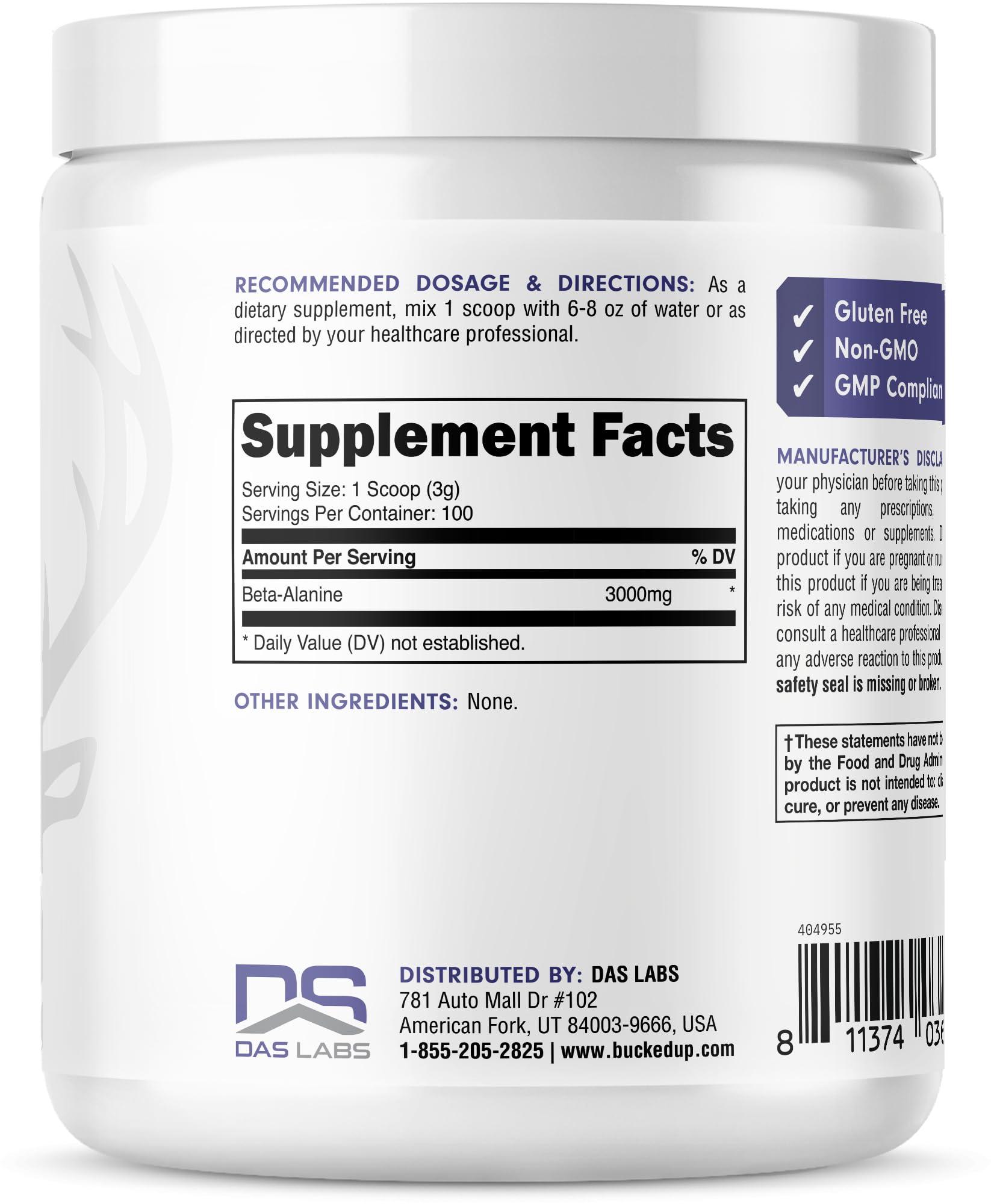 Bucked Up Bucked Up Beta Alanine 300mg Powder, Non-GMO, Gluten-Free, Unflavored (100 Servings)