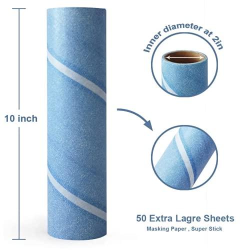 Leo Leo MegaClean 10-Inch Wide Lint Roller Refills 6 Rolls 300 Ultra-Wide Sheets for Lint Removers Household Cleaning Easily Remove Pet Hair Dust and Debris from Floors Carpets and Furniture