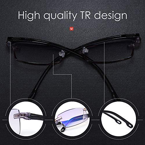 LUFF LUFF Reading Glasses Company Home Lightweight Comfortable Readers Value 2 Pack Frameless Diamond Trimming Mens(2.5X)