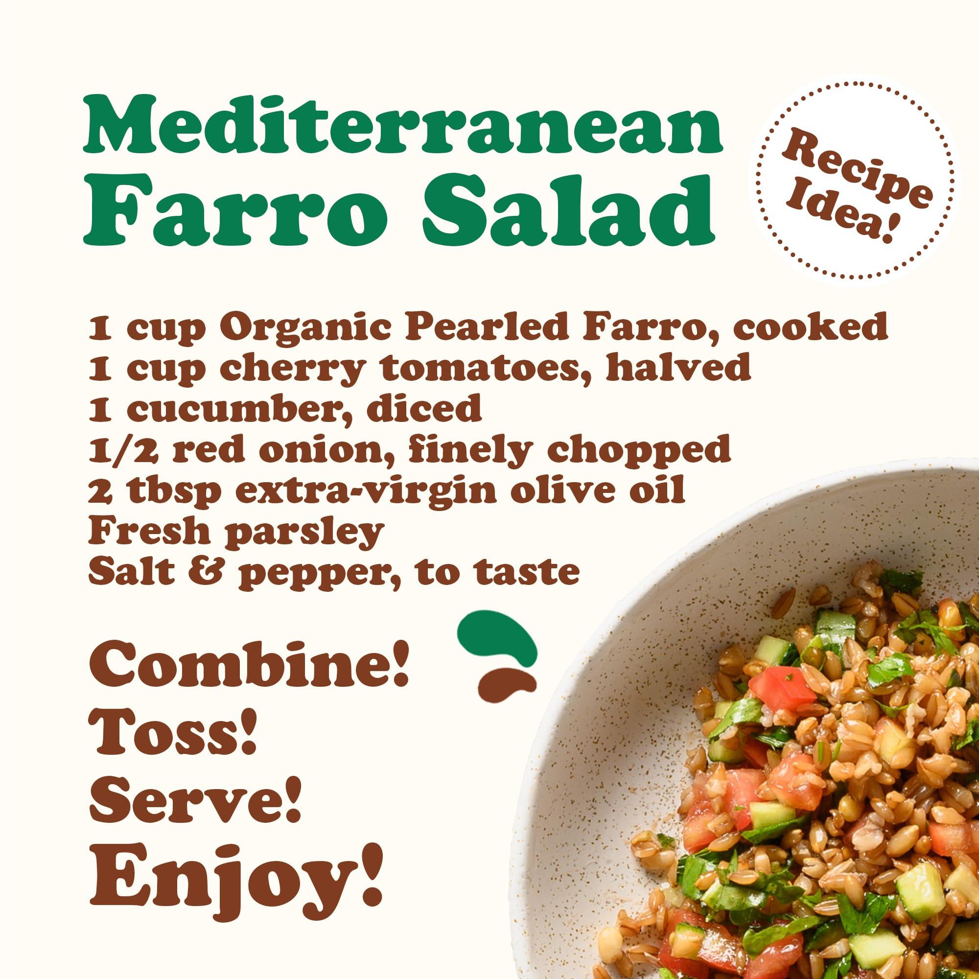 Food to Live Food to Live Organic Italian Pearled Farro, 8 Pounds Non-GMO, Kosher, Vegan, Whole Farro Grain in Bulk. Good Source of Fiber and Protein. Free of Sodium and Sugar