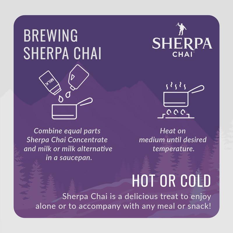 Sherpa Chai Sherpa Chai Unsweetened Organic Chai Tea Concentrate, 128 oz - Himalayan Black Tea Concentrate w/Freshly Pressed Ginger - Authentic Recipe Brewed by Nepali Sherpas - Chai Tea Gift for Tea Lovers