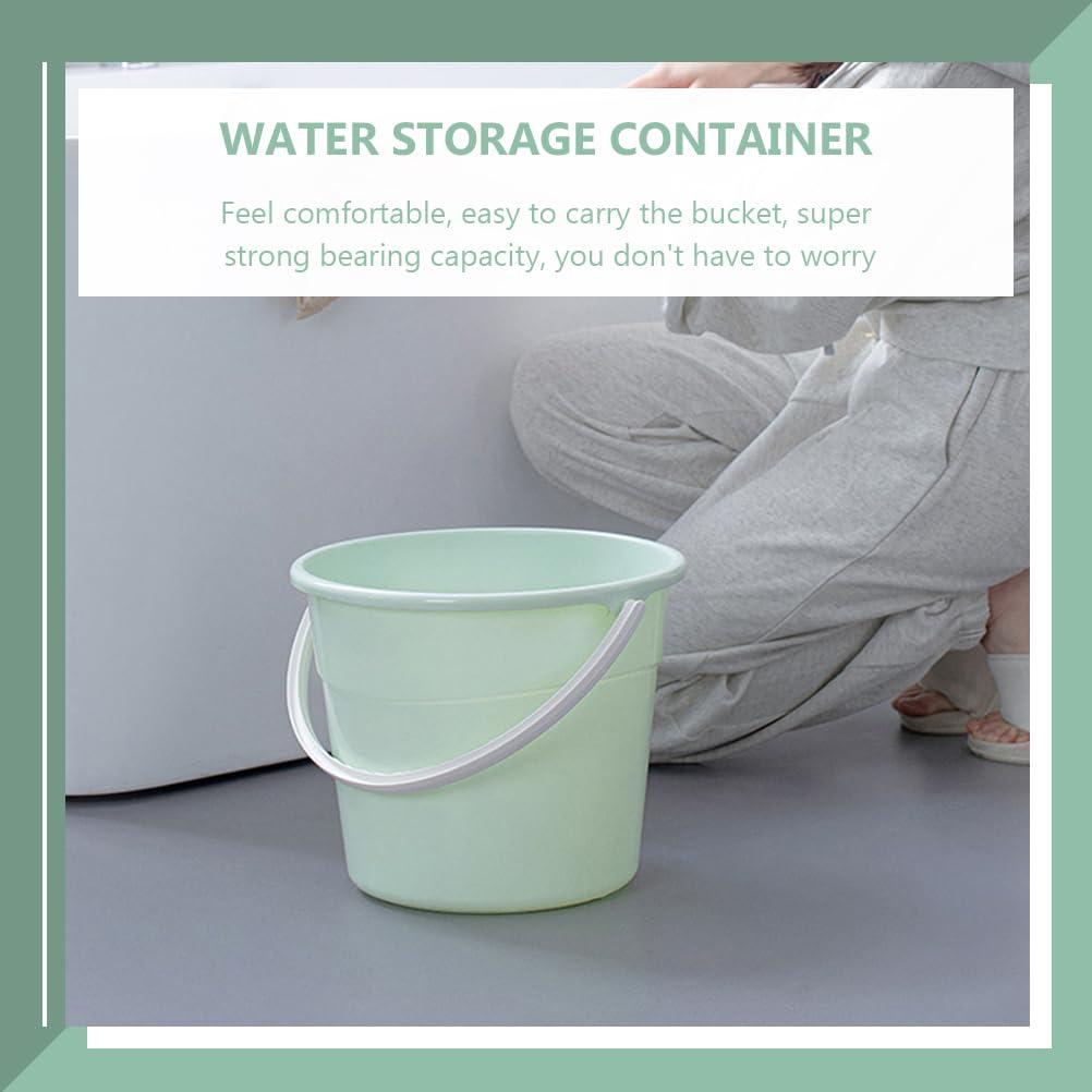 Amosfun Amosfun Plastic Buckets Plastic Bucket with Handle Round Water Bucket Bath Bucket Water Container for Camping Travel Beach Summer Party Accessory Green Cleaning Bucket