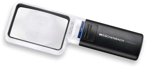 GBBC Eschenbach Mobilux LED Hand Held Magnifier, 4X, 2.0 x 2.0 inches (50 x 75 mm), Resin Lens, Black, PXM Optical Resin, Aspherical, Therapy Hard Coating, LED Light