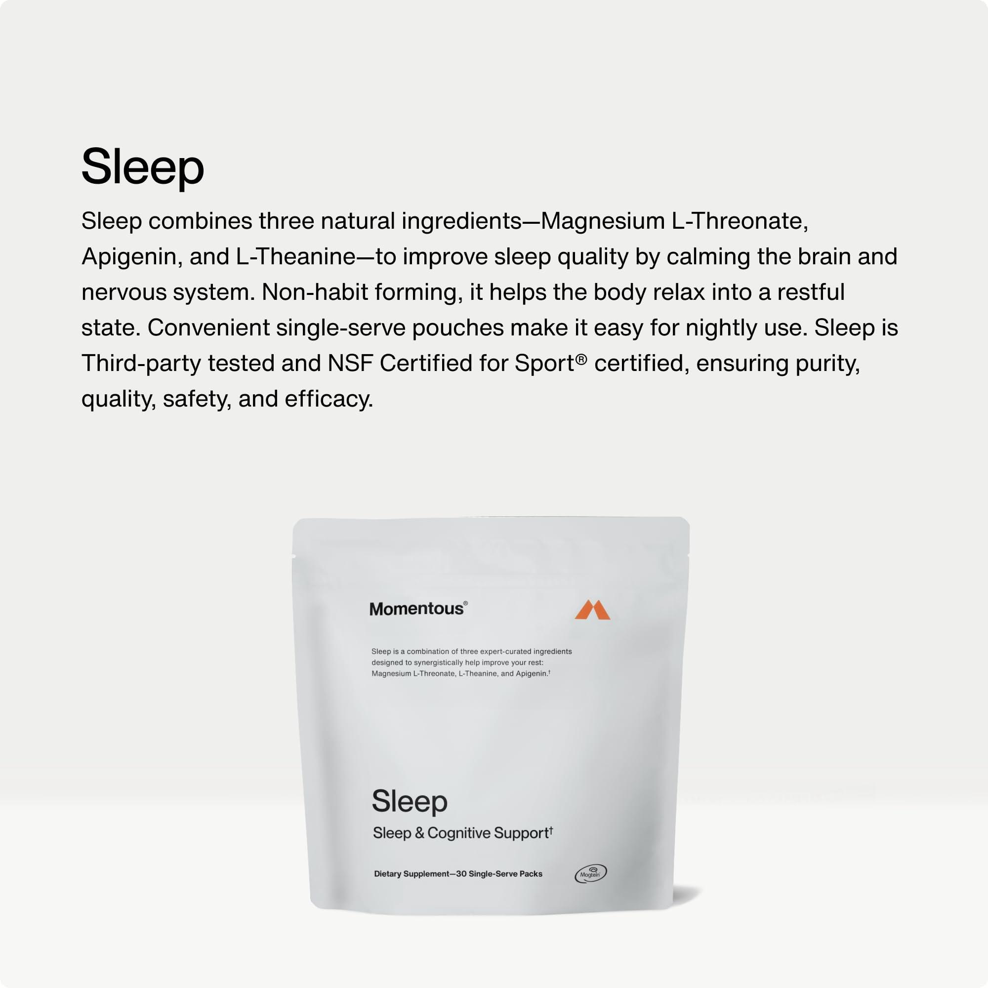 Momentous Momentous Sleep Pack Magnesium L-Threonate, Apigenin & L-Theanine, 30 Servings