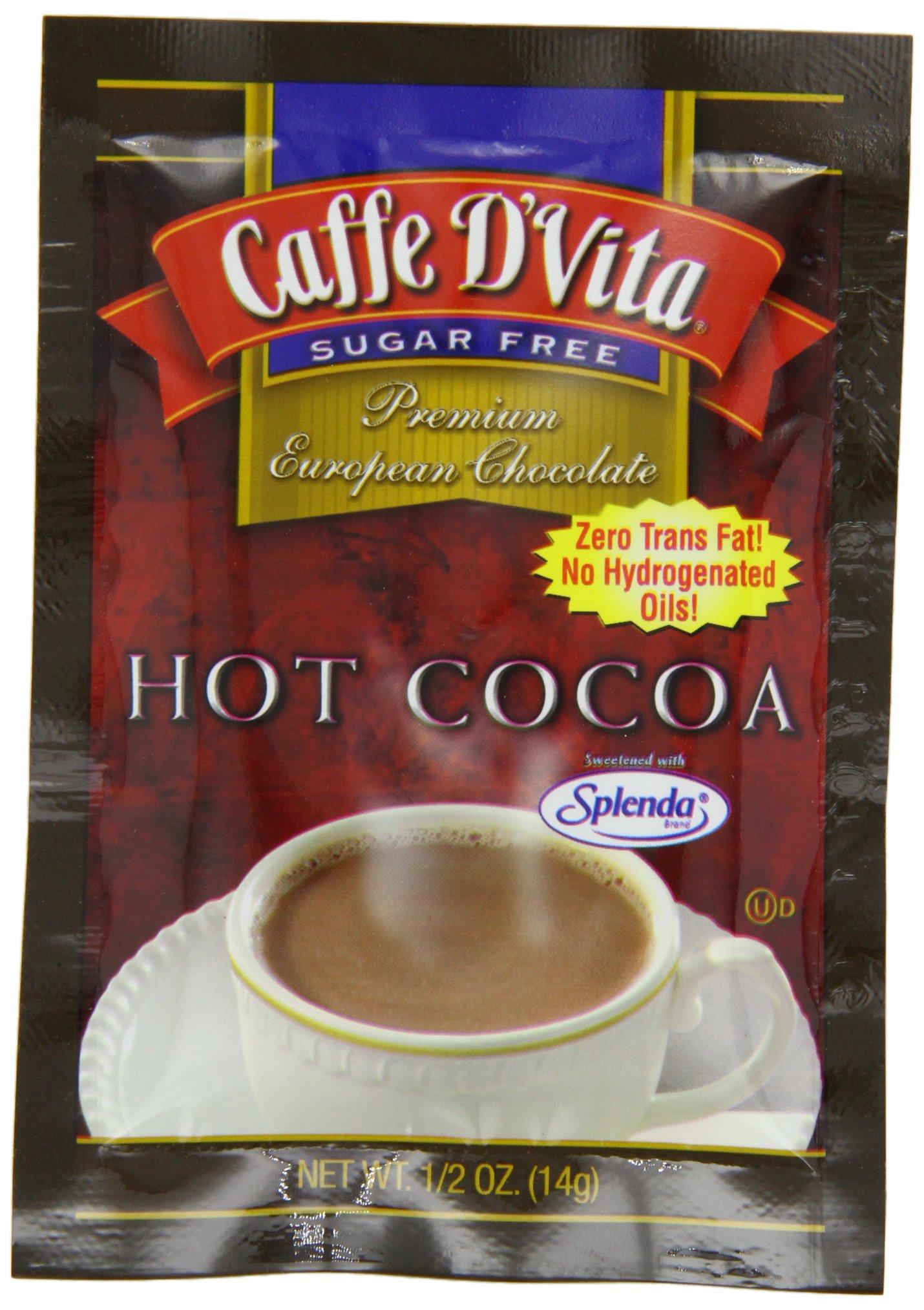 Caffe D'Vita Caffe D’Vita Sugar Free Hot Cocoa Mix - Sugar Free Hot Chocolate Mix, Gluten Free, Low Fat, No Cholesterol, No Hydrogenated Oils, No Trans Fat, Kosher-Dairy, Hot Cocoa Mix Bulk - 16 Gm Each, 24-Pack
