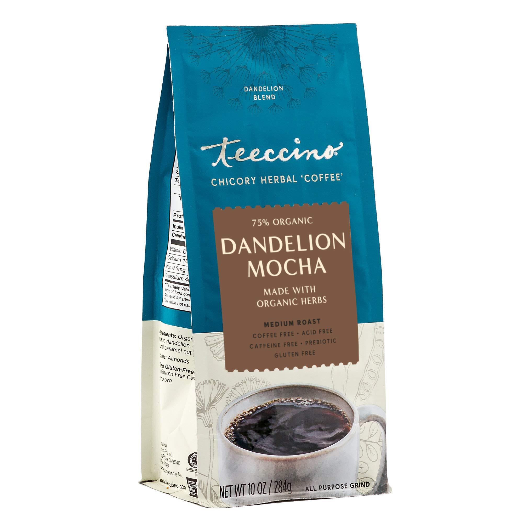 Teeccino Teeccino Dandelion Mocha Herbal Coffee - Caffeine-Free Coffee Alternative with Prebiotics, Gluten Free, Acid Free - Medium Roast, 10 oz
