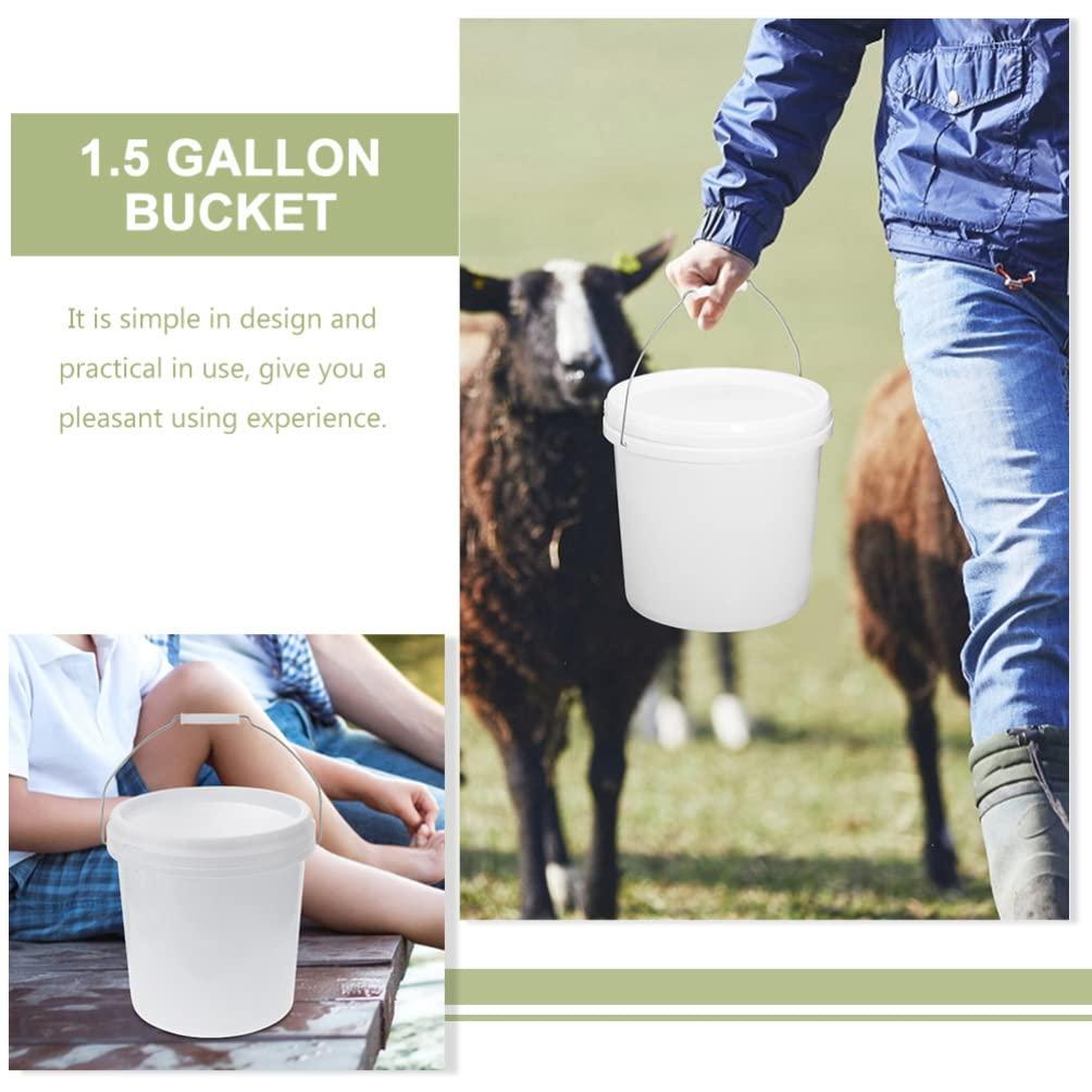 Housoutil Housoutil Water White Plastic Bucket with Handle Lid 8L Ice Cream Tub Heavy Duty Portable All Pail Bucket Container for Food Toy Treasure 5 Gallon Bucket 5 Gallon Bucket 5 Gallon Bucket