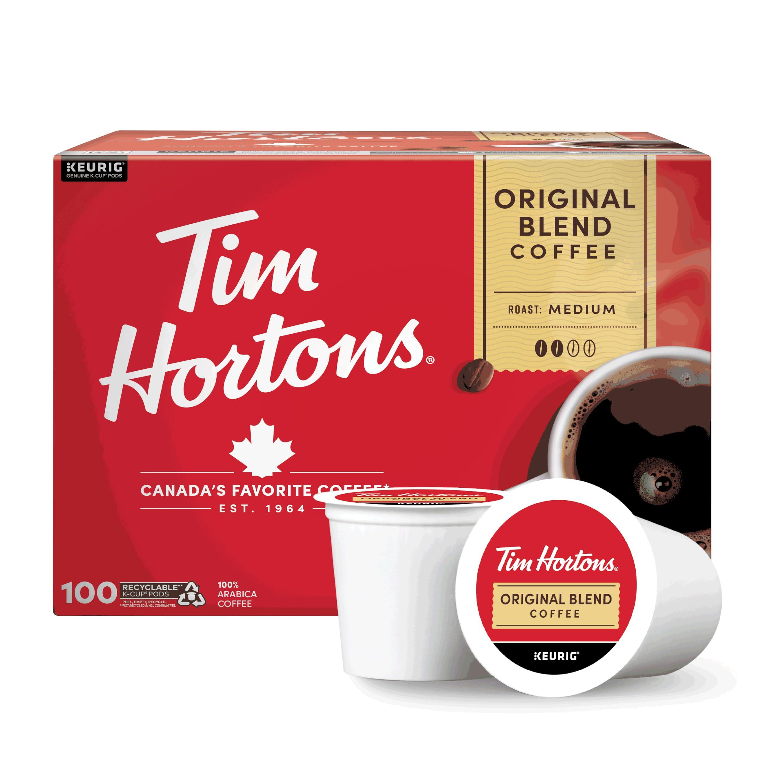 Tim Hortons Tim Hortons Original Blend, Medium Roast Coffee, Single-Serve K-Cup Pods Compatible with Keurig Brewers, 100ct K-Cups