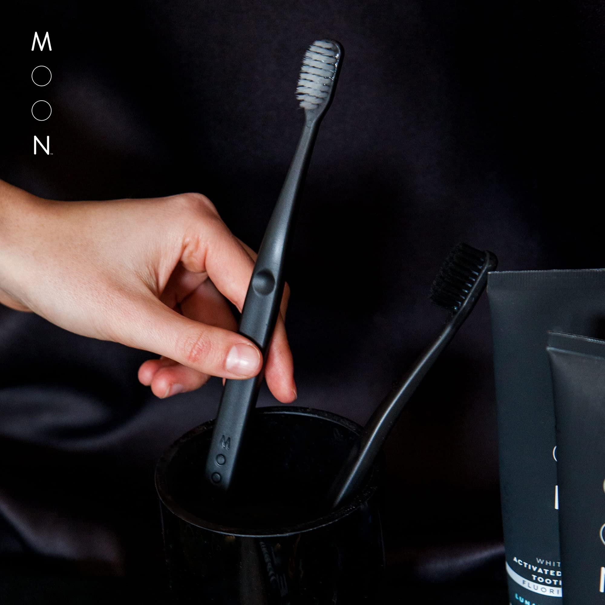 MOON MOON Soft Bristle Toothbrush 4-Pack - Extra Soft Toothbrushes for Adults, Sensitive Gums & Teeth-Friendly - 720 Tapered Ultra-Fine Bristles per Brush for Gentle Deep Cleaning (4 Pack)