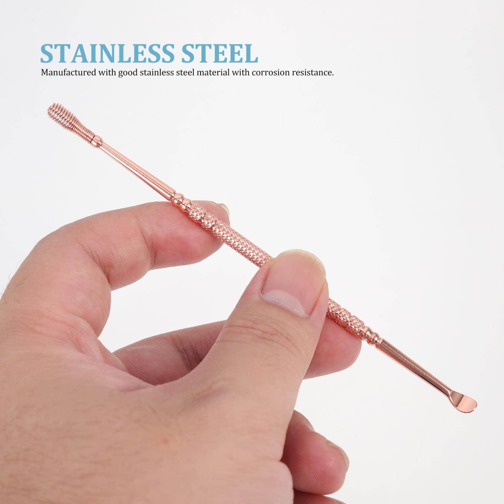 DOITOOL Spiral Ear Spoon ear cleaner remover earwax removal kit ear scraper removal kit ear cleaning products ear loop wax remover ear picks Stainless steel set