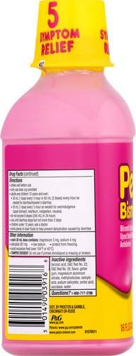 Procter & Gamble Pepto Bismol Liquid for Nausea, Heartburn, Indigestion, Upset Stomach, and Diarrhea Relief, Original Flavor 16 oz